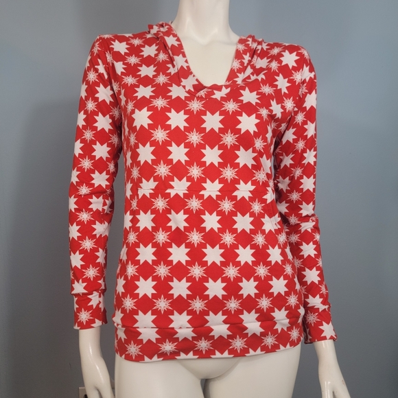 Anna Kay Fashions lightweight hoodie red with white stars size Medium - Picture 6 of 14